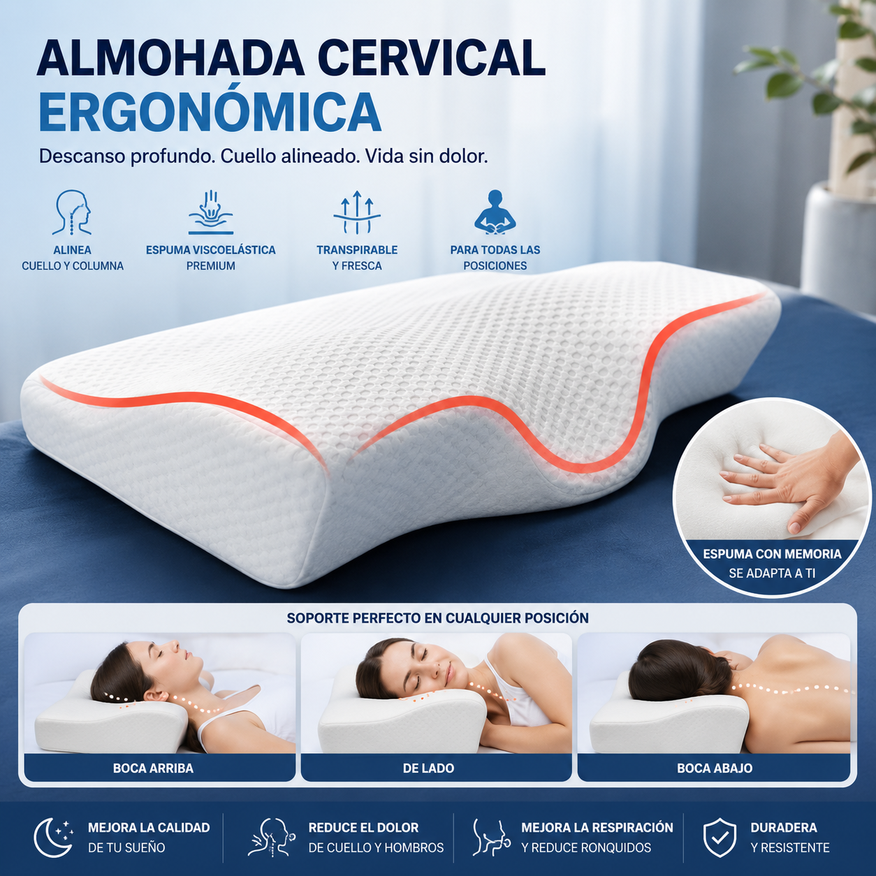 Lumen Vita™ Almohada Cervical Ergonómica Premium